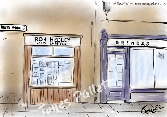 Ron Hedley Barbers Shop  - Ashington - A4 Mounted Print