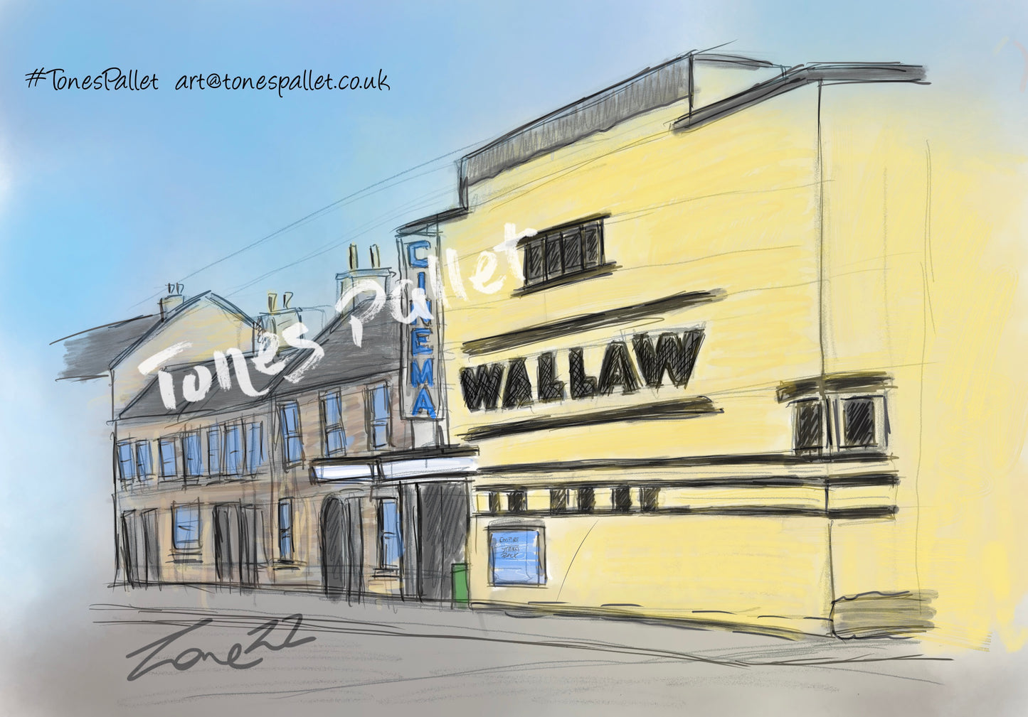 Wallaw Cinema - Newbiggin by the sea - c1950 - A4 Mounted Print