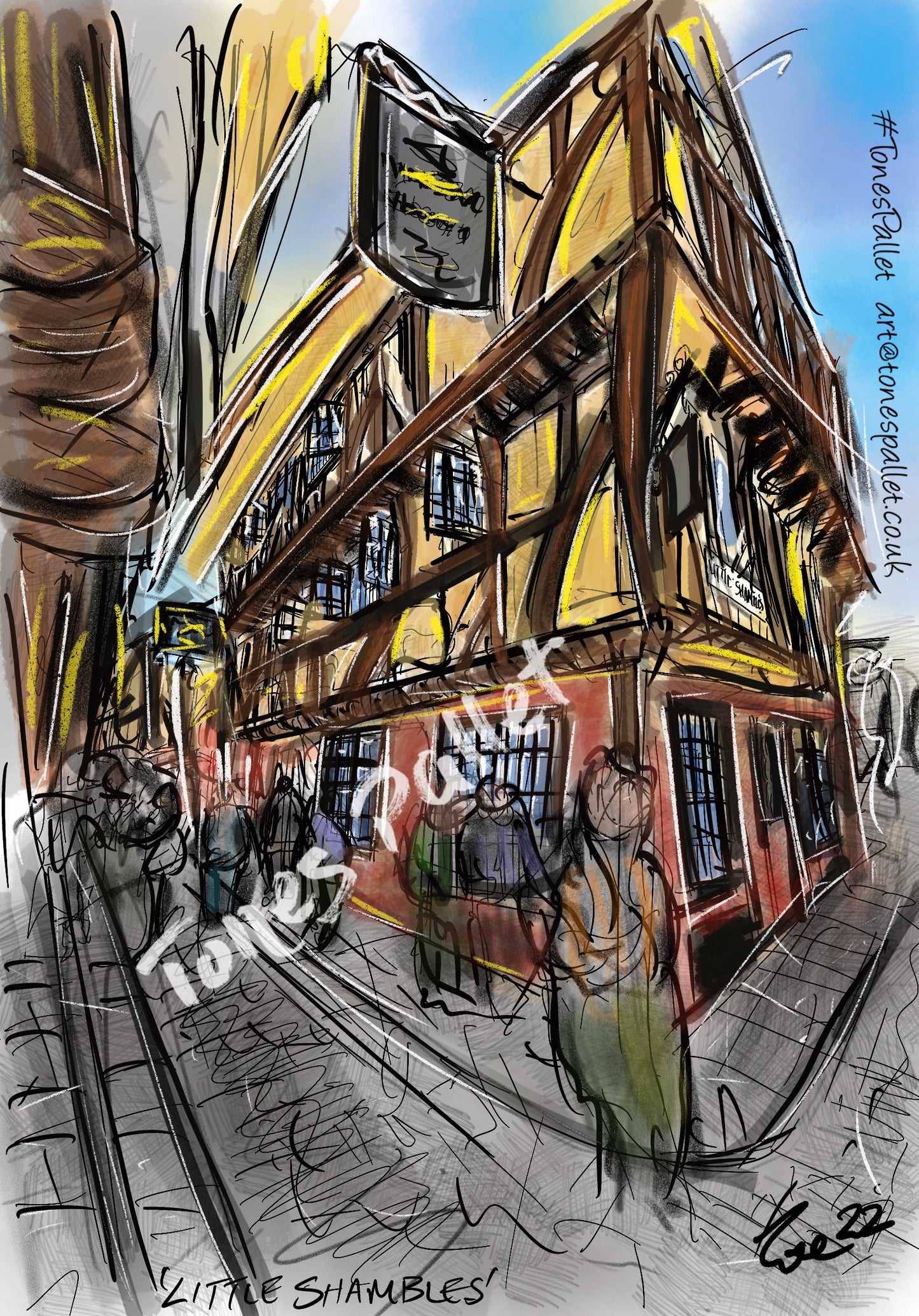 Little Shambles - York - Mounted A4 Print